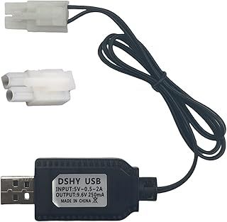 9.6V NiMH/NiCd Battery Charger Cable with Standard Tamiya Plug Compatible RC Car RC Tank RC Plane RC Boat and Other Remote Control Toys for Universal 9.6V Lipo Battery USB Charger (1)