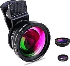 Super Wide Angle & Macro Phone Camera Lens Kit - 2 in 1 Clip-On Lens Set for iPhone & Android