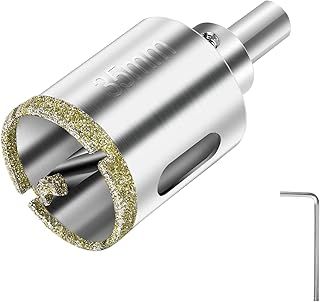 flintronic Diamond Drill Bit, 35mm Drill with Center Guide Bit, Glass Hole Saw Core Drill Bit with Diamond Surface Coating, for Glass/Tile/Ceramic/Marble/Limestone/Fiberglass/Porcelain Cutting