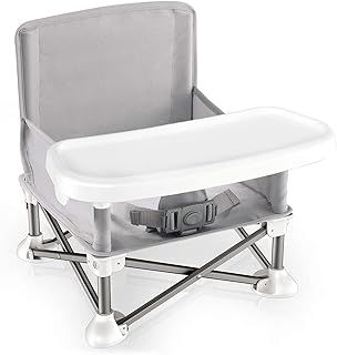 Baby Folding Dining Chair Portable High Multifunctional Child Little Seat Dining Aluminum Alloy Travel Compact Booster Seat with Tray