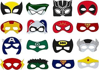 Playcrate Kids Superhero Masks 16 different Hero Super Costume Masks - Party Bag fillers Boys & Girls