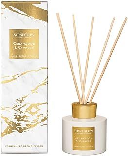 Stoneglow Luna Collection Cedarwood & Cypress 120ml Scented Reed Diffuser (White & Gold)