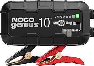 NOCO GENIUS10UK, 10A Car Battery Charger, 6V and 12V Portable Smart Charger, Battery Maintainer, Trickle Charger and Desulfator for AGM, Leisure, Lithium, Motorbike, Motorcycle and Caravan Batteries