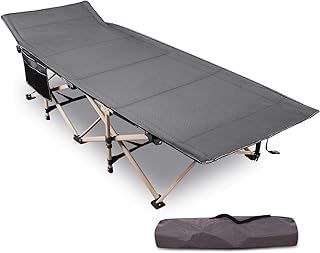 REDCAMP Camp Bed for Adults, 28" Extra Wide Heavy Duty Folding Camping Bed for Travel Outdoor Office Indoor Fishing, Support 500lbs, Grey