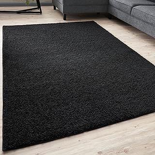 Living Room Rug - Shaggy Soft And Elegant Carpets For The Bedrooms And Kitchen, Easy To Clean, Many Different Sizes (60x110 cm, Black)