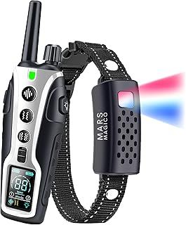 No Shock Reachargable Dog Training Bark Collar, IP67 Waterproof, Super long Range 4000FT Remote, Warning Beep (1-8) Vibration (1-16), Flash Light,Small Medium & Large Dog