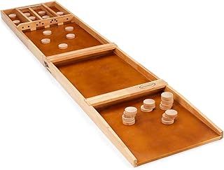 Gamesson Dutch Shuffle Game - 200 x 46cm | 2 Player Sjoelbak Table Game with Wooden Discs, Instructions & Storage Bag Included | Ages 14+