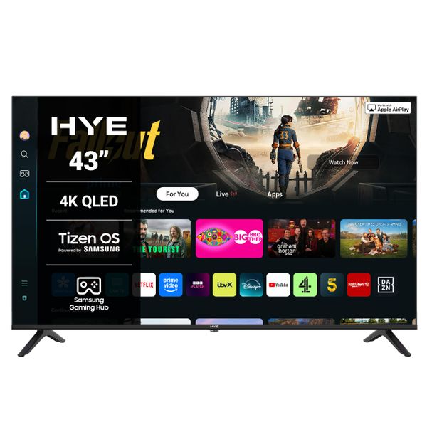 HYE 43" QLED Smart TV - 4K Ultra HD, Samsung Tizen OS & Gaming Hub, Black