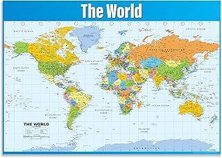 World Map - Wall Chart - EXTRA LARGE - A1 (850mm x 594mm) - Laminated - Geography Secondary School Classroom Wall Charts by Daydream Education.