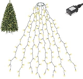 SALCAR Christmas Tree Lights, 1.5m x 8 Strands Christmas Tree Decorations with Memory/Timer Function, Easy to Install Christmas Lights for 3-5ft Christmas Tree, 8 Modes & Waterproof, Warm White