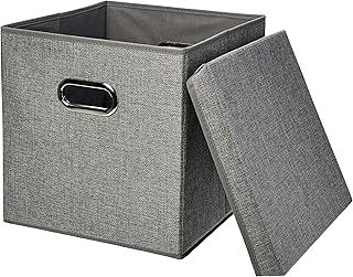 Amazon Basics Foldable Burlap Storage Cubes (2-Pack), Grey