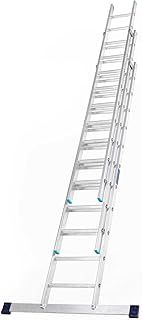 7.0m/23.0ft, TASKMASTER 3 Section Extension Ladders, Aluminium Stabiliser Bar, Comfort D-Shaped Rungs, Reach Height 7.5m/24.4ft, EN131 Professional