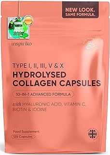 Multi Collagen Supplements for Women - Type I, II, III, V & X - 2000mg Marine, Bovine, Egg, Cartilage Hydrolyzed Collagen Peptides with Hyaluronic Acid & 5 Vitamins
