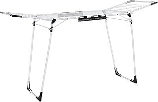 SONGMICS Clothes Drying Rack, 56.5 x 173 x 96.5 cm Winged Clothes Airer, Space-Saving Laundry Drying Rack, with Sock Clips, Metal Structure, for Clothes, Towels, Linens, Grey LLR518G01