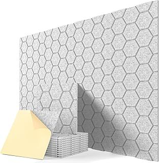Sound Proofing Panels Self-adhesive, 12 Pcs, 12"x12"x0.4", High Density Square Acoustic Wall Panels for Studio, Home, Offices, Sound Absorbing & Noise Insulation