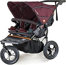 Out 'n' About Nipper Double Pushchair V5 - Side by Side Tandem Pushchair - All-Terrain Double Pram 0-4 Years, with Rain Cover & Removable Basket - Double Buggy, Twin Stroller - Brambleberry Red