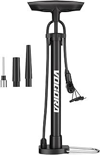 VOGORA Bike Pump Presta & Schrader Valves, Bicycle Pump with Pressure Gauge for all Bikes, Bike Tyre Pump for Car Tyres, Foot Pump for Road Mountain Bikes & Balls