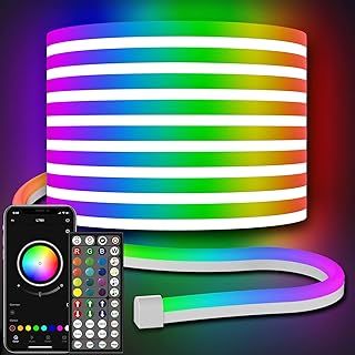 AILBTON 10m LED Neon Rope Light, Flexible RGB Strip With App/Remote Control, Multiple Modes, IP65 Waterproof, Music Sync for Gaming, Bedroom, Indoor/Outdoor Use