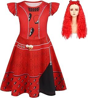 Berich Descendants Costume Red Dress with Classic Wig World Book Day Costumes for Girls Rise of Red Costume Descendants Dress up