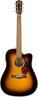 Fender CD-140SCE Dreadnought Electro Acoustic Guitar, Sunburst, includes a Hardshell Guitar Case, Comes with Free Virtual Lessons