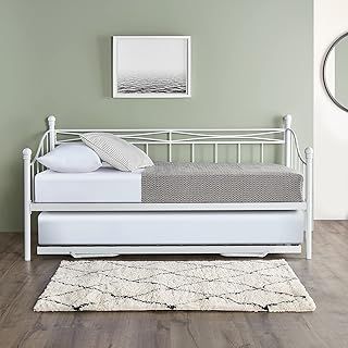 Home Treats Trundle Bed Frame Available With Mattress | White Day Bed With Pull Out Mattress (No Mattress)