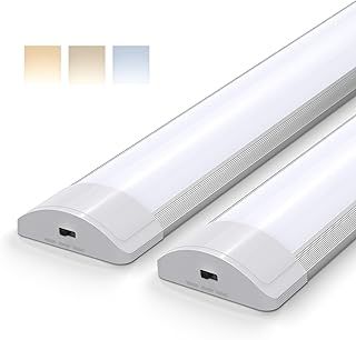 LED Batten Light 2FT/55cm, 20W 2200lm, 3000K/4000K/6500K Color Changeable, LED Tube Lights for Kitchen Shed Garage Workshop Lighting, Ceiling Batten Lights Bulb, 2 Packs