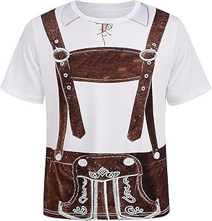 Oktoberfest T Shirts for Men,Adult Traditional Bavarian Lederhosen Men Shirt Short Sleeve Printing Shirts