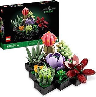 LEGO Botanicals Succulents - Build 9 Small Artificial Plants - DIY Gifts for Mothers - Home or Office Desk Décor Building Set For Adults - Botanical Collection - 10309