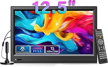12.5inch TV,Small tv with freeview Digital t2 Tuner-Headphone & HDMI & USB Ports and DC-12V in,for Mini Bedroom,Kitchen,Caravan