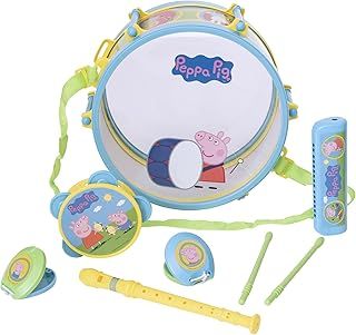 Peppa Pig Pack Away Drum Set | Musical Playset Including 5+ Musical Instruments | Peppa Pig Themed Musical Instrument Set | Peppa Pig Toys | Childrens Music Toys Band Set | Ages 3+