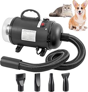 Dog Hair Dryer Blaster 2800W Dog Blower Pet Grooming Hair Dryer 2 in 1 Pet Hair Vacuum and Dryer Dog Vacuum Cleaner Dog Grooming Kit with 4 Different Nozzles for Dogs Cats(Blue