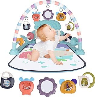 SKERITO Baby Play Gym - Piano Baby Play Mat with Music, Tummy Time Mat & Sensory Toys
