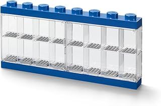 LEGO Minifigure Display Case 16 Blue, Stackable Container for Wall or Desk, Space for 8 Minifigures, Home Office Display Cabinets LEGO storage