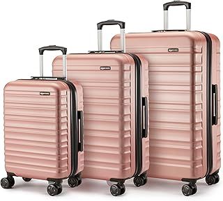Amazon Basics Hardside Suitcase Set - 3 Piece Expandable Luggage Set (55, 68, 78 cm), ABS Anti-Scratch Shell, 4-Wheel Spinner, Rose Gold