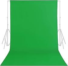 Green Screen Backdrop, 2M x 3M(6.6ft x 9.8ft) Portable Green Screen Background, Large Green Chromakey Muslin Collapsible Photography Backdrop for Photo Studio, Live Streaming, Zoom Meeting, Gaming