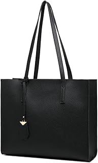 Women's Tote Bag Large Handbag Soft Leather Simple Shoulder Bag with Zipper for School Work Leisure (A-Black)