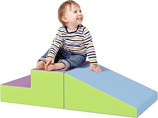 HOMCOM Soft Play Set, 2 Piece Kids Climb and Crawl Foam Play Activity Toys, Soft Play Equipment for Toddlers 12-36 Months, Blue