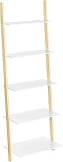 VASAGLE Ladder Shelf, Wall Rack Shelf and Storage Shelving Unit, 4-Tier Bookshelf, Living Room Kitchen Office, Steel, Stable, Slanted, Industrial, Greige and Black LLS043B02