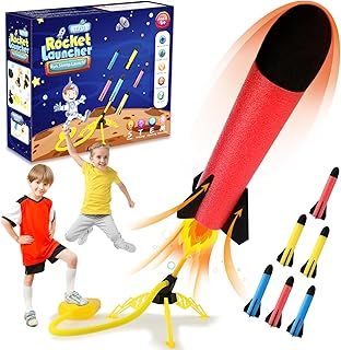 REFUN Rocket Launcher for Kids with 6 Foam Rockets - STEM Gift for Boys & Girls Ages 3+ - Christmas Xmas Easter Egg Gifts - Fun Outdoor/Indoor Toy