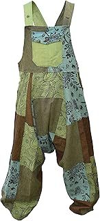 Gheri Mens Loose Fit Patchwork Printed Cotton Harem Dungarees