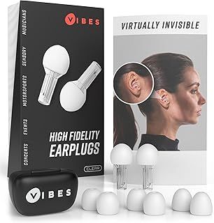 High Fidelity Earplugs – Comfortable and Reusable Hearing Protection for Concerts and Live Music, Virtually Invisible Design with Travel Case