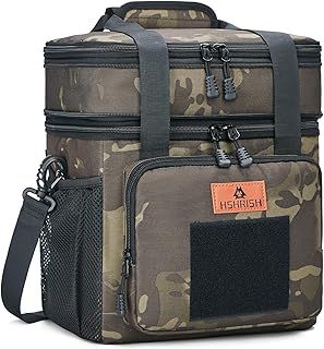 HSHRISH Large Insulated Tactical Lunch Bag for Man, Double Layer Insulated Large Cooler Bag for Men Adults Waterproof Leakproof Durable Lunch Bag for Work Outdoor Picnic 15L, Black Camo
