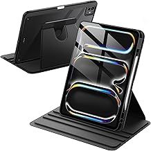 JETech Rotating Case for iPad Pro 13-Inch M4 (2024) with Pencil Holder, 360 Degree Rotation Protective Stand Cover Clear Back, Auto Wake/Sleep (Black)