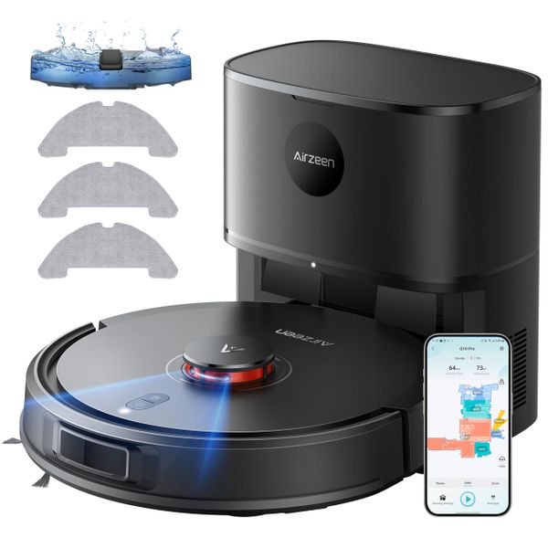 Robot Vacuum Cleaner with Mop, 10000Pa Self-Emptying Robot Vacuum and Mop, Laser Navigator with Smart Mapping Robot Hoover,180Min Runtime, Schedule, App Alexa Voice Control for Pet Hair/Carpet,Q10 Pro