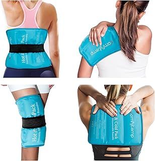 Comfytemp Large Gel Ice Pack for Injuries, 10.5"x14.5" Reusable Cold Pack with Strap for Shoulder, Knee, Ankle, Hip, Back Pain Relief, Hot and Cold Compression Therapy for Sprains, Swelling, Bruises