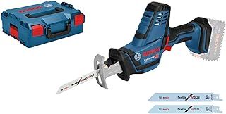 Bosch Professional 18V System Cordless Reciprocating Saw GSA 18 V-LI C (compact version, 3 x reciprocating saw blades, excluding rechargable batteries and charger, L-BOXX)