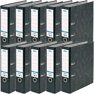 Elba A4 Extra Large Capacity Lever Arch Files, ELBA, Black, Pack of 10 Folders, Paper on Board