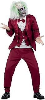 Smiffys Beetlejuice Groom Adult Costume Red Jacket with Mock Shirt and Waistcoat Bow Tie and Trousers Officially Licensed Warner Brothers Halloween Ideal for Matching Family Costumes
