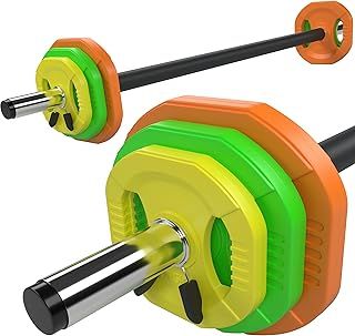 GYM MASTER 20kg Rubber Coated Studio Body Pump Barbell Weight Set for Aerobic Exercise