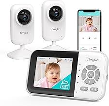 Simyke Upgrade Video Baby Monitor with 2 Cameras and Audio 2.8'' Screen, No WiFi Night Vision, 2 Way Talk, 1200ft Long Range, Feeding Clock, Temperature Detection, Portable Wireless Baby Cam Home Use